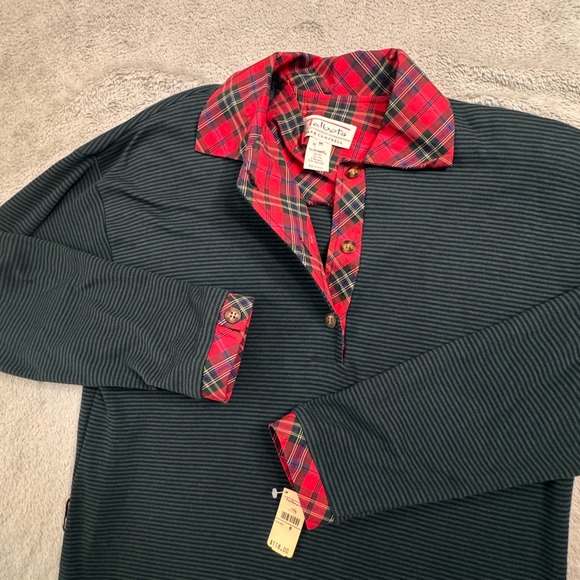 NWT Vintage Talbots Sara Campbell Plaid Collar Striped Shirt Women's Medium - Picture 5 of 11